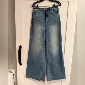 Wide-Leg Blue Jeans